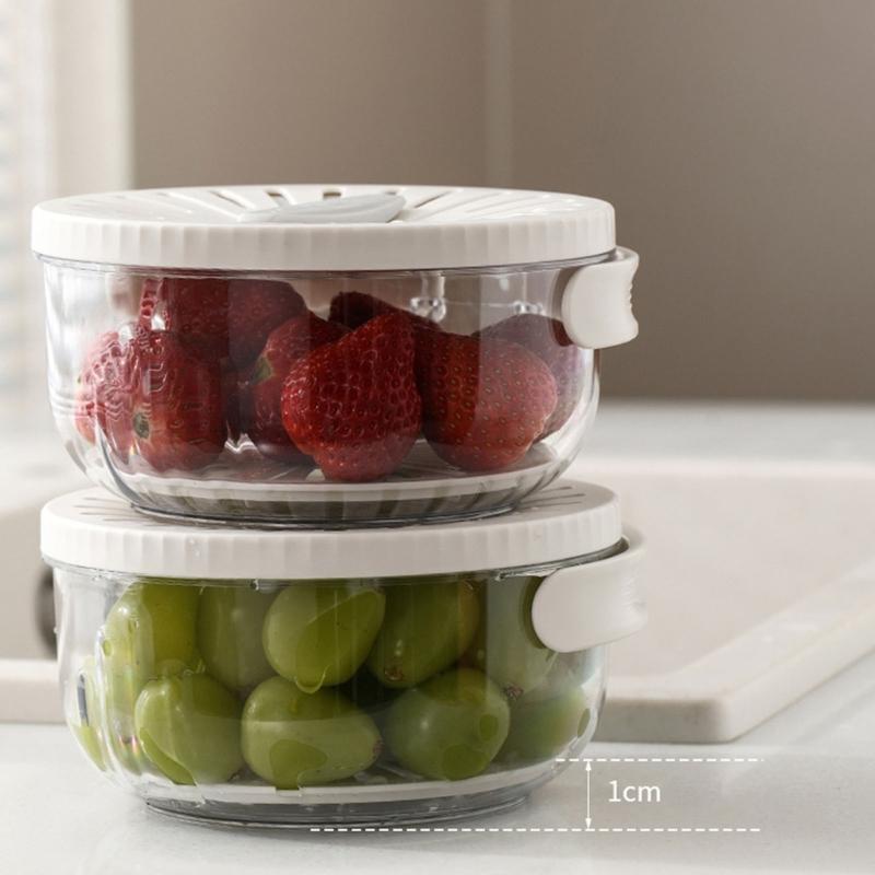 Food Grade Fruit Veggie Cleaning Basket Efficient Rotating Lid Fruit Veggie Strainer Storage Bowl For Refrigerators