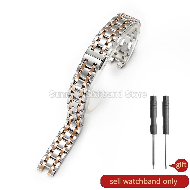 

Спеціальні жіночі сталеві аксесуари для годинника Tissot Bellissima Small Lady T126.010 Зігнутий інтерфейс Вишуканий сталевий ремінець для годинника 12mm