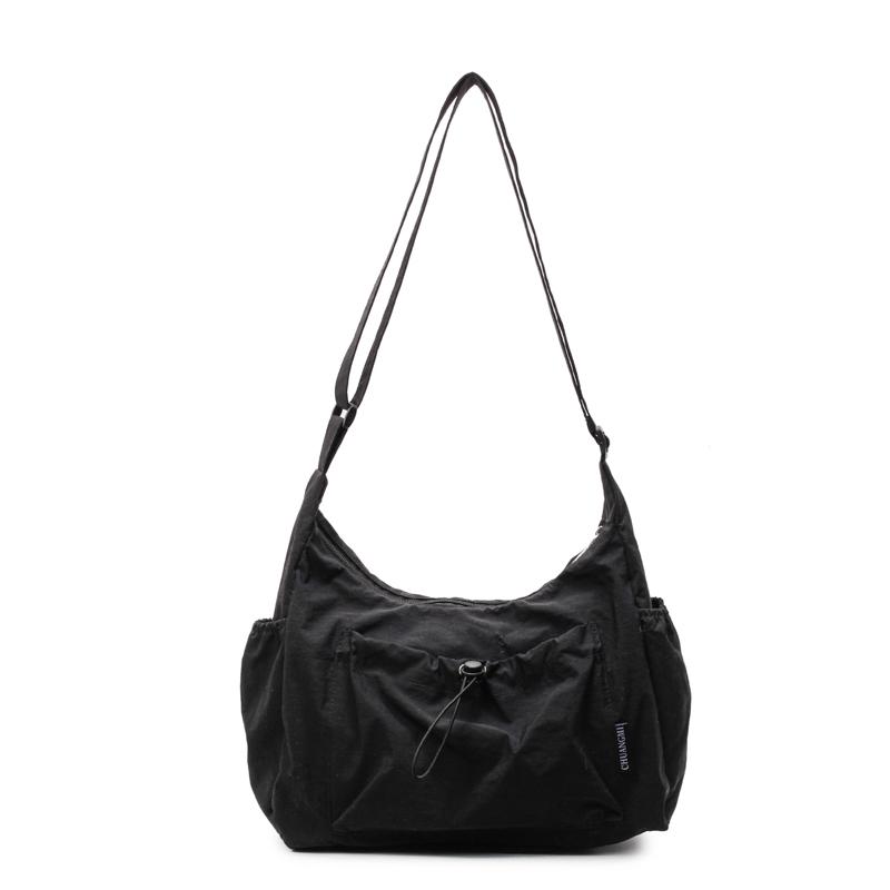 Pleated Drawstring Lightweight Bag Women's Sports Shoulder Bag Large Capacity Commuter Crossbody Bag