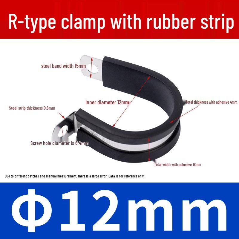 Stainless Steel R-Type Rubber Strip Shock-Absorbing Pipe Clamp
