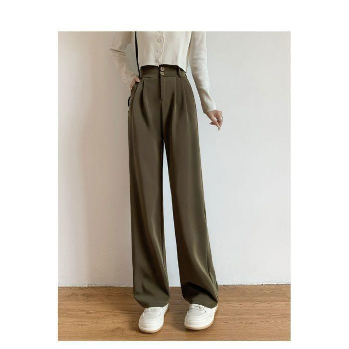 Casual Wide-leg Pants for Women In Summer New High-waisted Slim Loose and Slim Large Size Versatile Straight Suit Pants