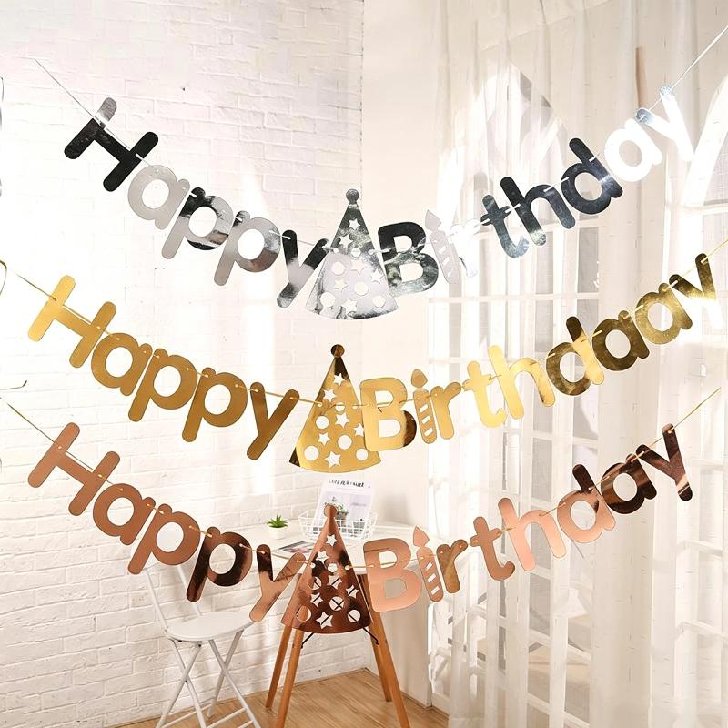 Complete Happy Birthday Decor Kit Colorful Letter Banner Hat Garland for Baby Shower Birthday Party Decorations