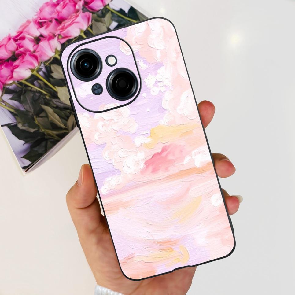 Flower Butterfly Women Fashion Back Cover For Tecno Spark GO 1 Spark GO 2025 Phone Funda Black Matte Soft TPU Silicone