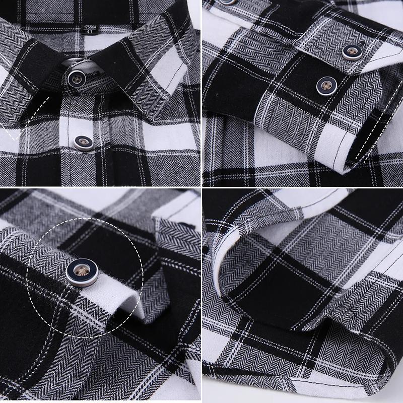Talla 11XL 10XL 9XL Camisas de Franela a Cuadros de Moda Para Hombre Manga Larga Algodón Casual Suave Ajuste Estándar Camisa Blusa Ropa