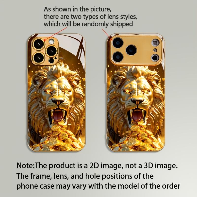 Lion pattern electroplated glass phone case suitable for iPhone 17 16 15 14 13 12 11 Pro/Max/Plus shockproof back cover