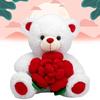 Adorable Plush Rose Bear Pp Cotton Filled White 30cm Perfect For Valentine's Day