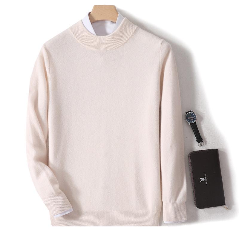 

Men s High Neck Wool Blend Sweater: Solid Color Versatile Business Casual Pullover. 3XL