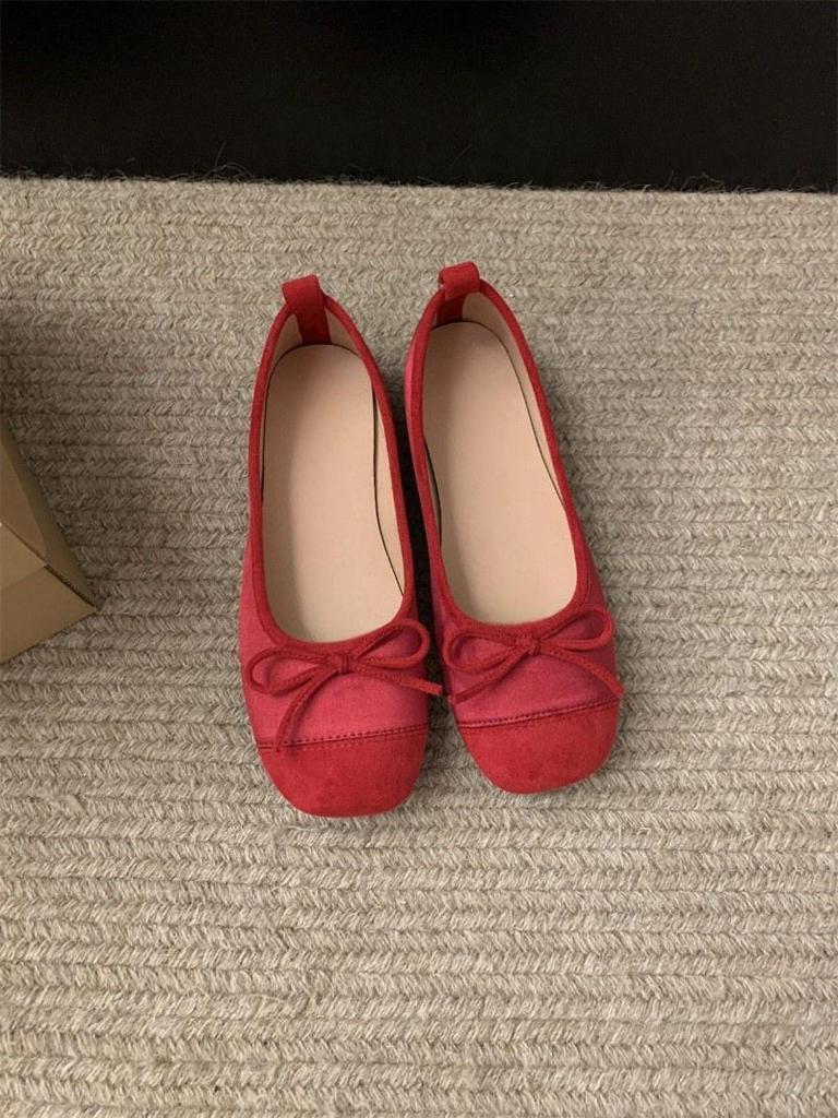French gentle wind flat-soled silver ballet shoes 2025 shoes single shoes soft-soled small red shoes evening shoes