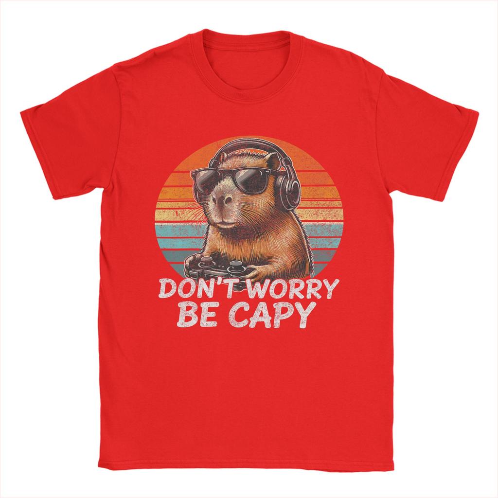 Dont Worry Be Capy Capybara Retro Gaming T Shirt Beach Cotton T Shirts For Couple Hippie Casual Tee Shirt ShortSleeve YK Tops
