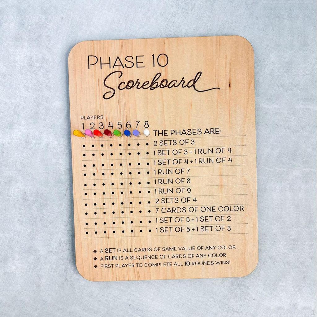 Phase Ten Score Sheets ,Table Board Card Game Accessories, Classic Multifunction Wood