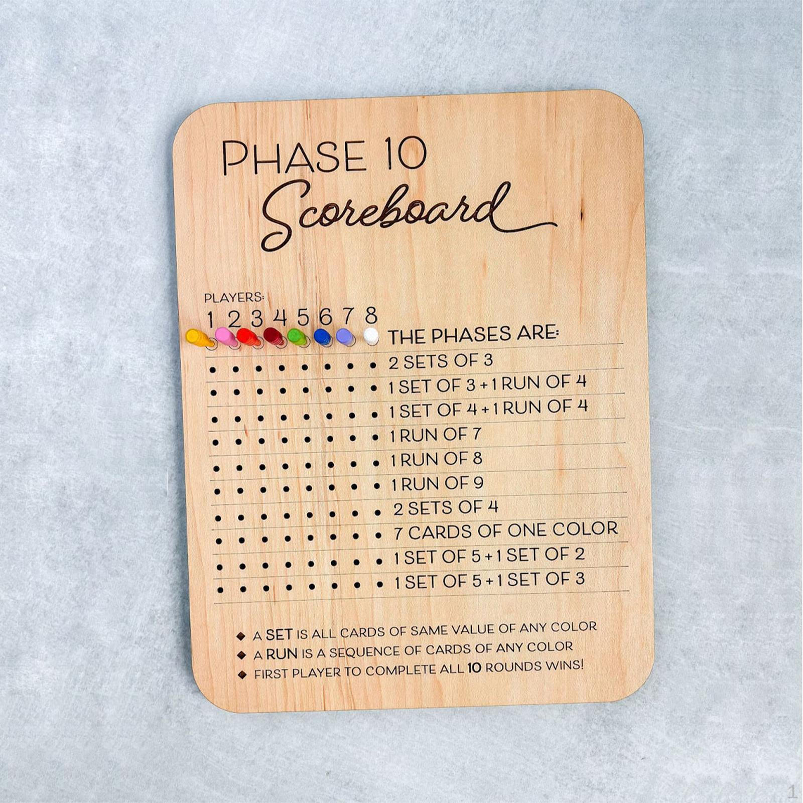 

Phase Ten Score Sheets ,Table Board Card Game Accessories, Classic Multifunction Wood