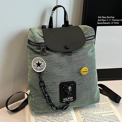 Ny trendig retro enfärgad ryggsäck mode resehandväska nischdesign ryggsäck för kvinnor