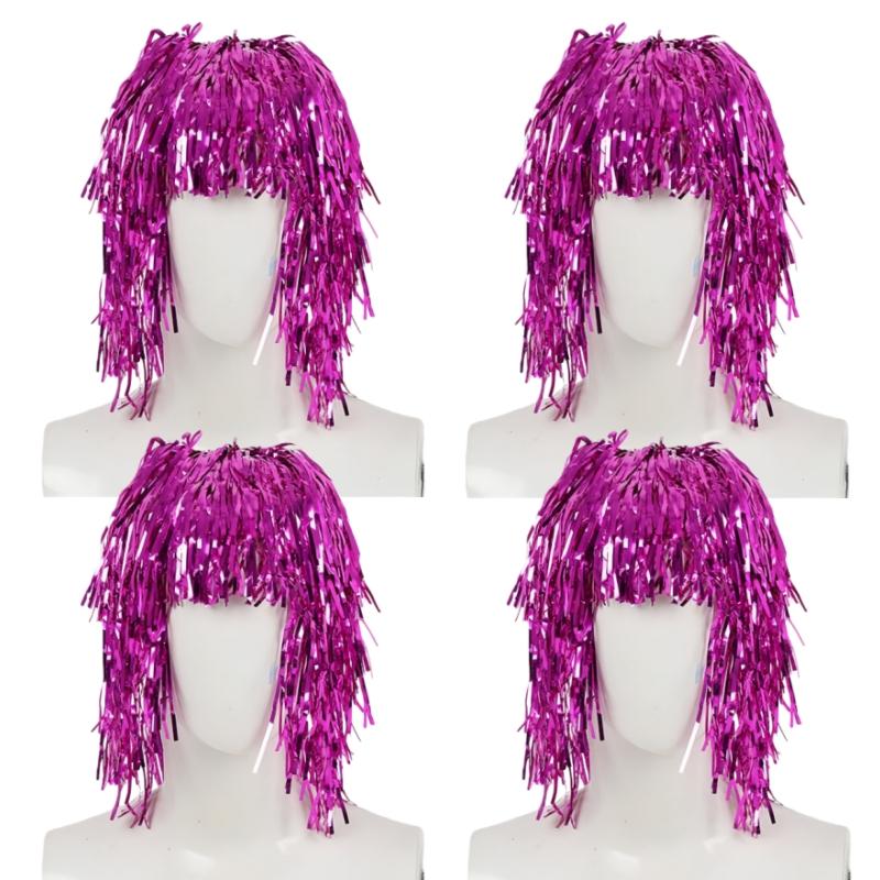 Glanzende Tinsel Pruik Metallic Maskerade Disco Hoed Folie Tinsel Pruiken Voor Volwassenen Verkleedfeest Als Fotorekwisiet Cosplay Benodigdheden