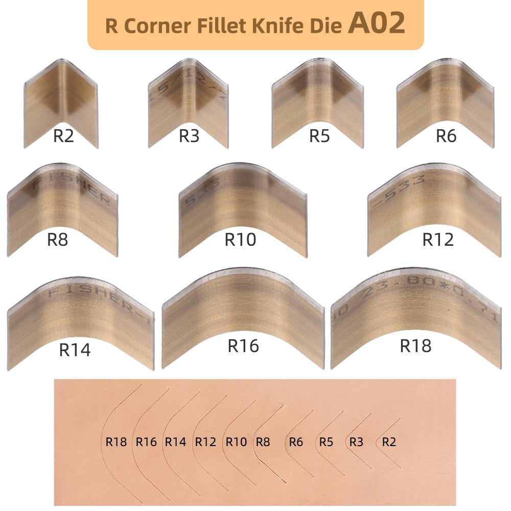 1Set Handmade Stamping Tools for Faux Leather, Metal Cutting Knife Mold, R-Angle Knife Mold, DIY Round Corner Cutting Knife Mold