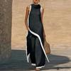 Ensemble Deux Pièces Femme Color Block Débardeur Asymétrique à Col Drapé Pantalon Large Tenue Décontractée de Vacances