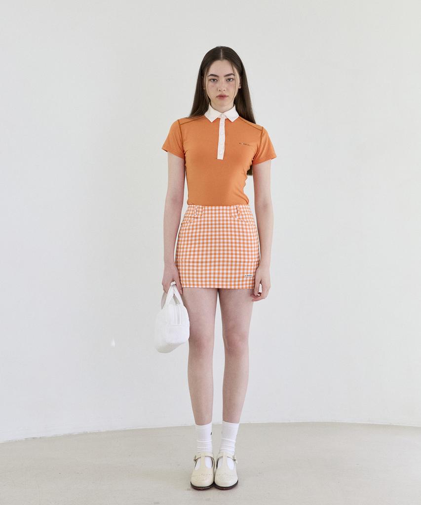 KANDINI Orange Plaid Mini Skirt