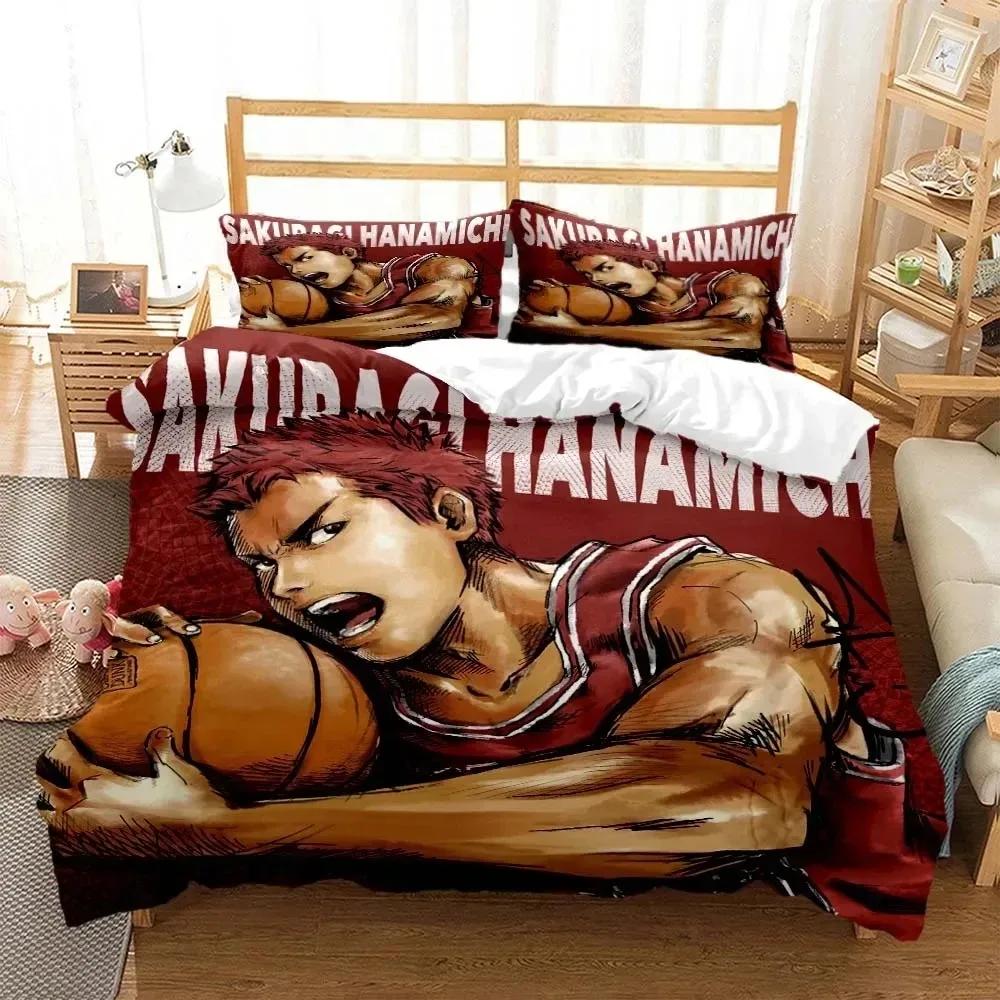Anime Slam Dunk Cartoon Bedding Set Boys Girls Twin Queen Size Duvet Cover Pillowcase Bed Kids Adult Fashion Home Textile