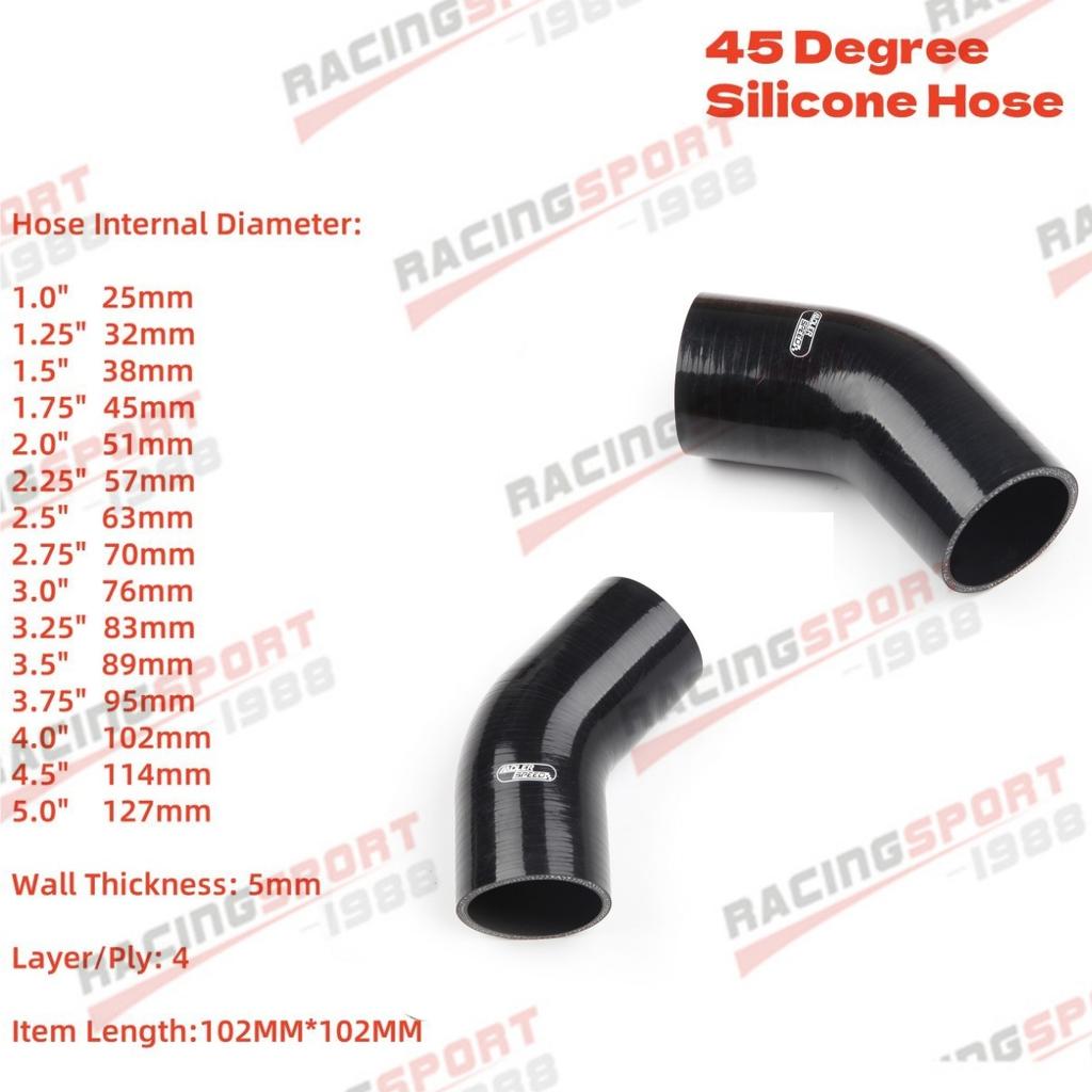 45 Degree Silicone Elbow Hose Silicone Water Radiator Tube Bend Tube Intercooler Turbo Intake Pipe 57mm 60mm 63mm 65mm 70mm 76mm