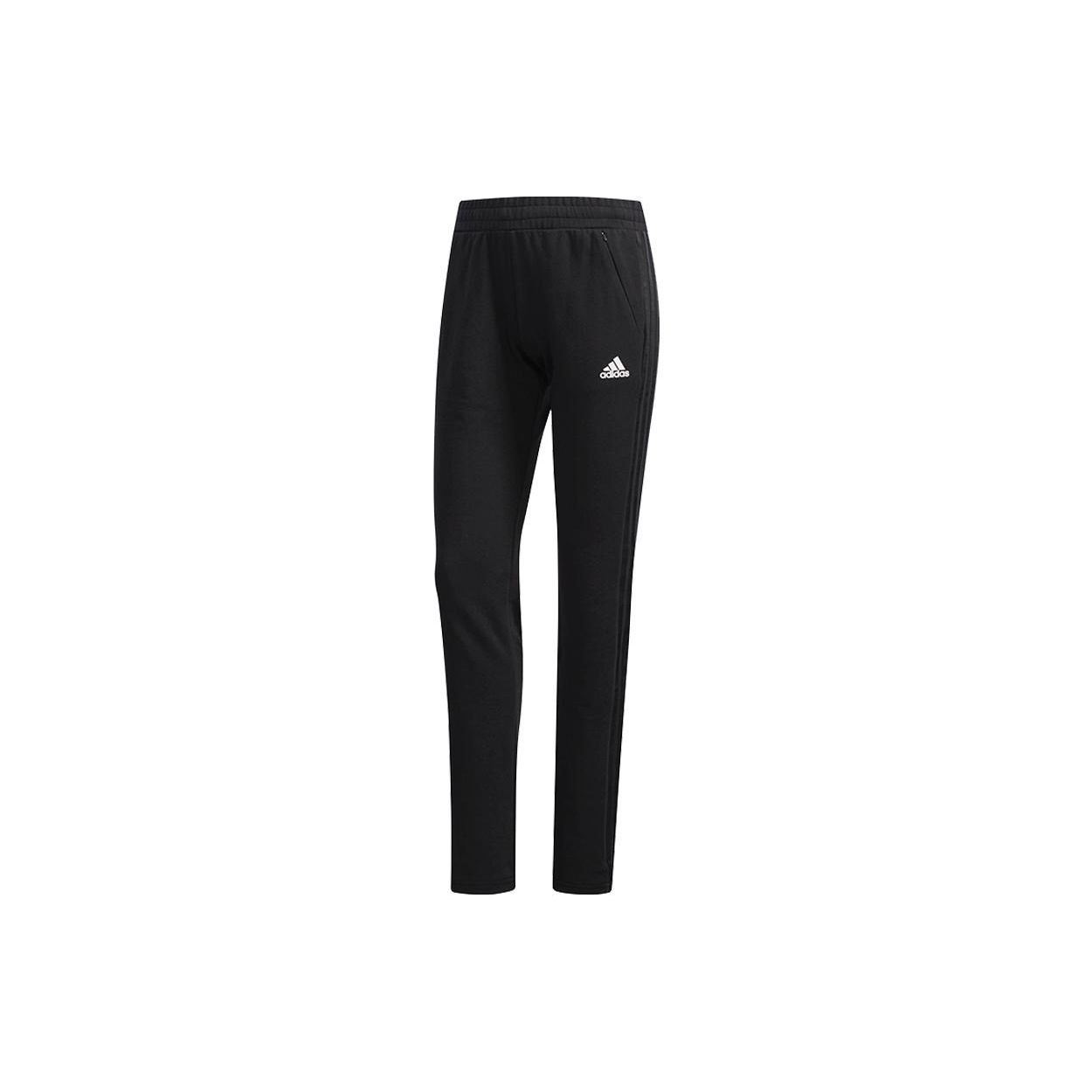 Adidas Solid Color Logo Print Elastic Waist Straight Leg Sports Pants Women bottoms Black DW4574 S