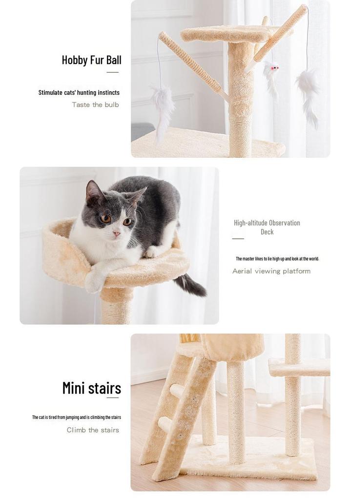 Five-Level Cat Tree with Sisal Post and Bed