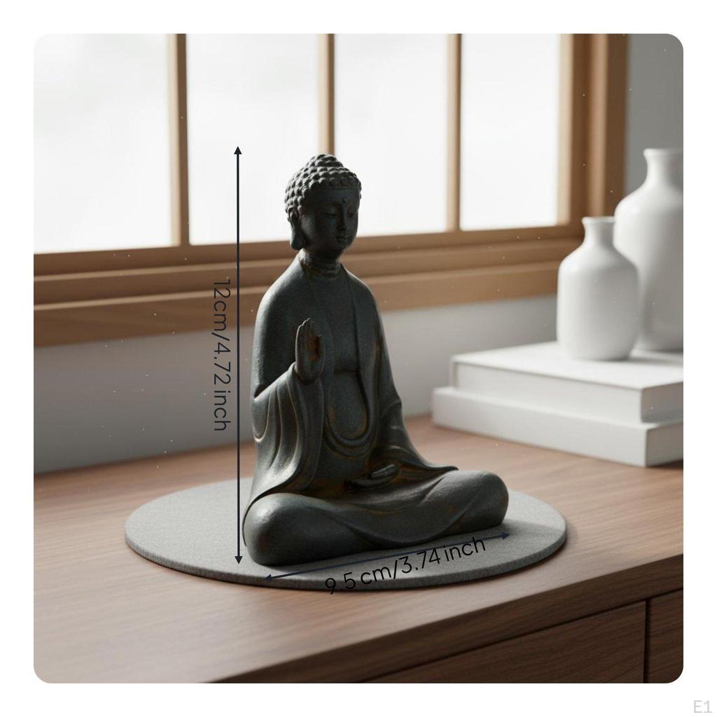 2 Pieces Meditative Buddha Figurine Retro Finish Statue for Desk, Living Room Style 1 Rust