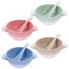 4 Sets Baby Wheat Straw Bowls Break Resistant Feeding Bowls with Spoon