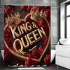 King and Queen Shower Curtain, Bathroom Decorative Shower Curtain, Waterproof Shower Curtain with Hooks