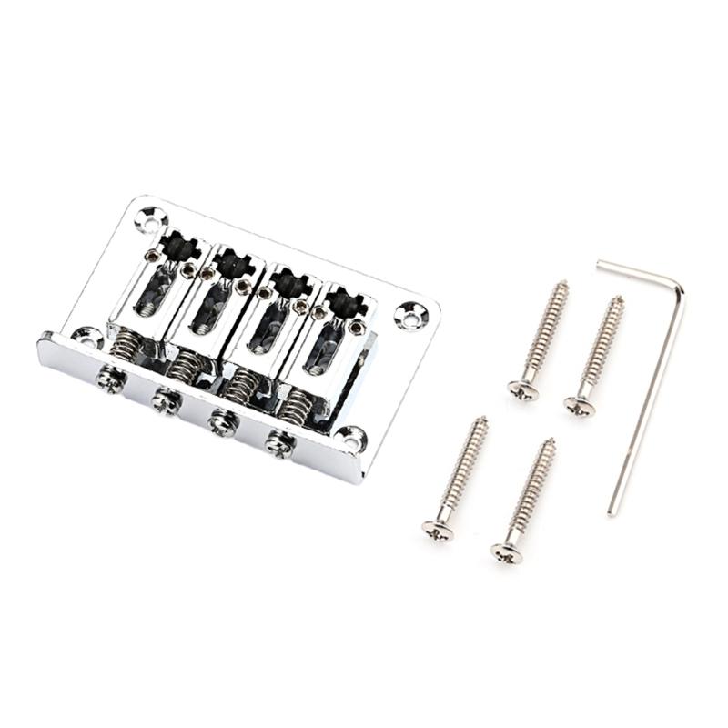 4 String Fixed Hardtail Bridge Vintage Bent Saddle Replacement Electric Guitar Bridge with Screws and Wrench Durable