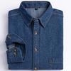 Herren-Western-Denim-Hemd mit Tasche, 100 % Baumwolle, langärmelig, Standard-Passform, bequem, strapazierfähig, weich, lässig, gewaschen, strapazierfähig, Arbeitshemden