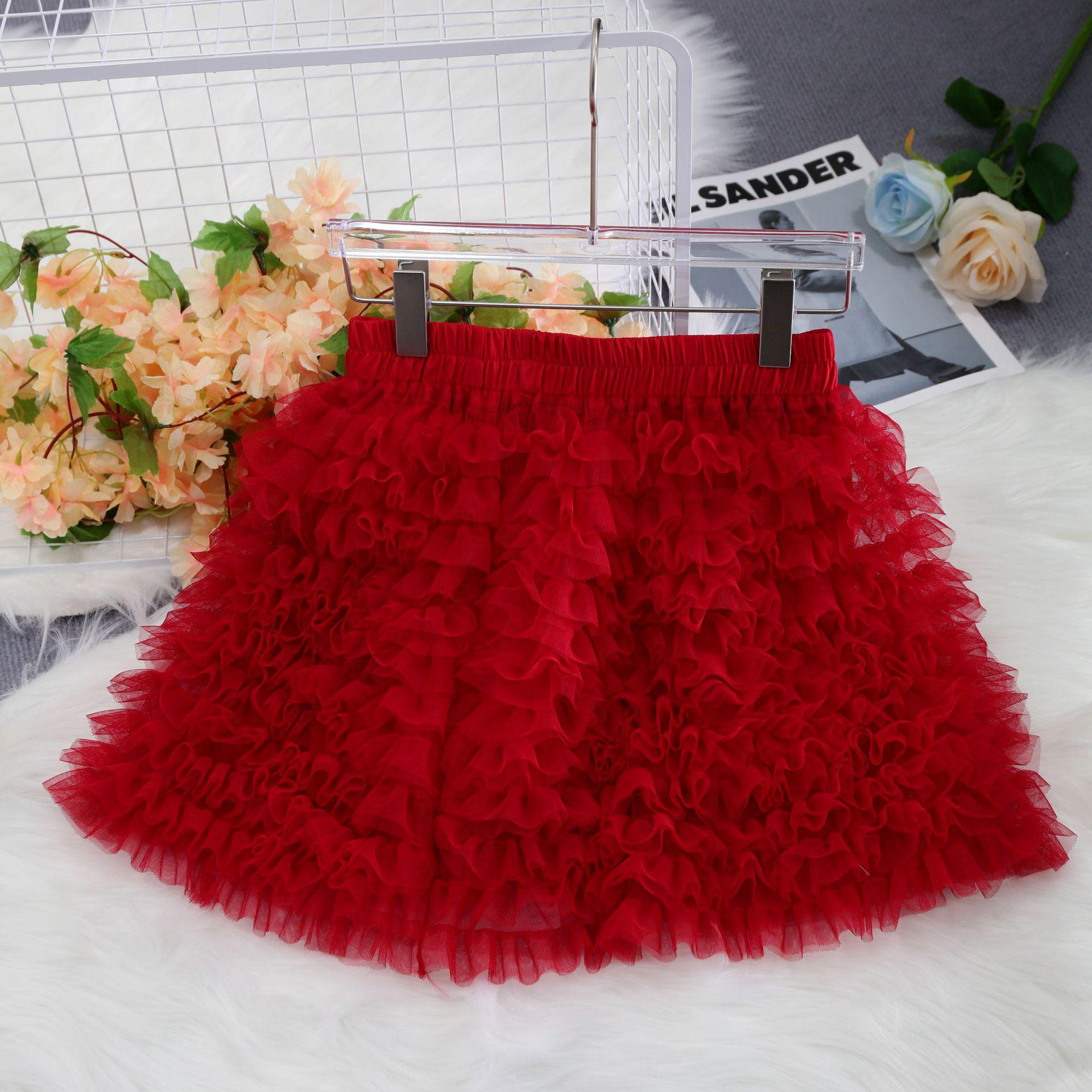 

Korean Style Women s High Waist Mesh A-line Puffy Skirt - Autumn 2025 One Size малиновий
