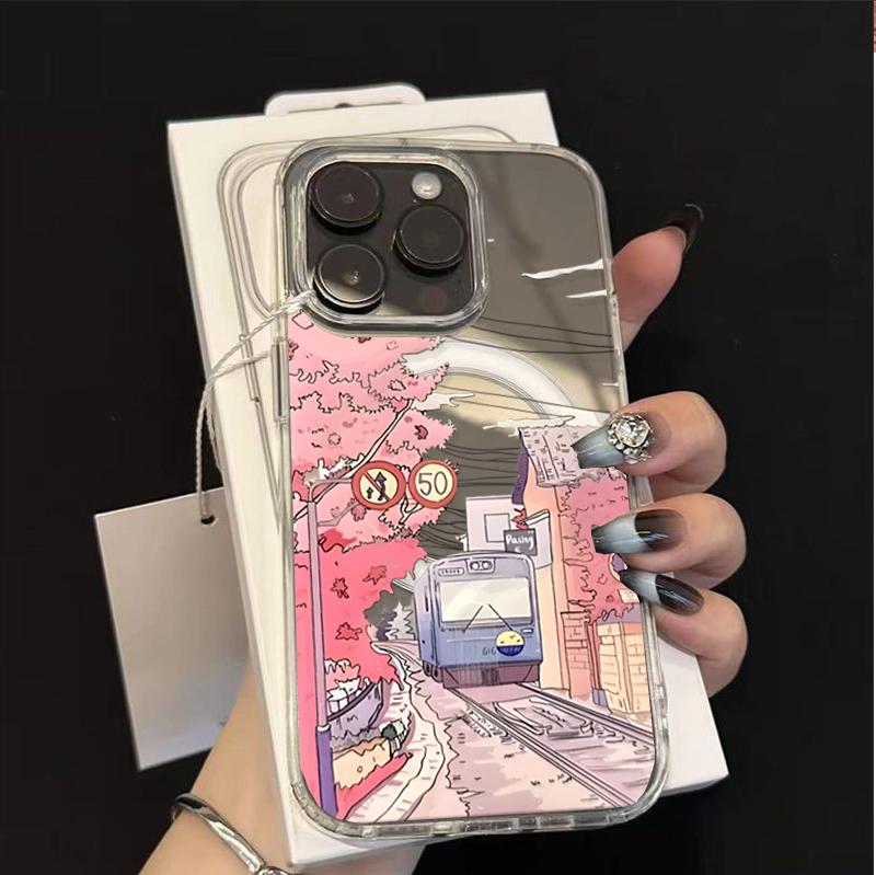 Landscape Scenery Magnetic Wireless Charge Case For iPhone 11 12 Pro Max 17 Air 16 16E Mini 7 8 Plus Clear Soft Cover