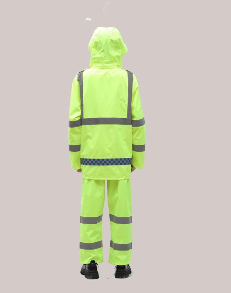 Reflective Raincoat and Pants Set for Traffic Safety and Rain Protection