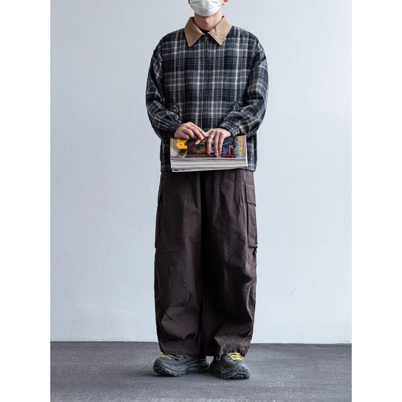 Unisex Oversized Patchwork Plaid Streetwear Jacket - Japanese Retro Neutral Style Outerwear