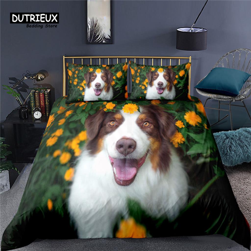 Luxury 3D Cute Dog Print Home Living Duvet Cover Pillowcase Kids Bedding Set Queen and King EU/US/AU/UK Size Bedding Sets