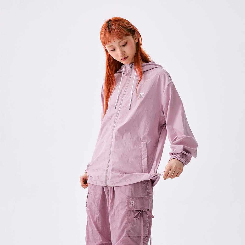 New MLB MONOGRAM Collection New York Yankees SS25 Jackets & Coats Unisex Heather Gray Pink 3AWJM0453-50PKM