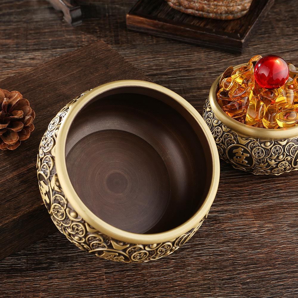 Large Brass Retro Cornucopia Piggy Bank - Office Desk Ornament & Gift