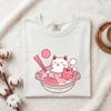 Cat Soup Bowl T-Shirt: Kawaii Ramen Cuisine Graphic Tee for Women