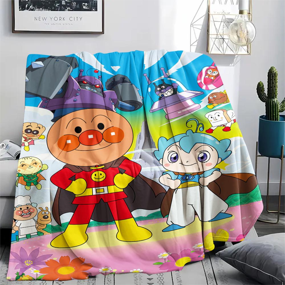 Anpanman Playful pattern Flannel Blanket, High quality Comfortable for All Seasons, Home Decor, Warmth and Comfort, Perfect for Gifts. 80cm x 120cm