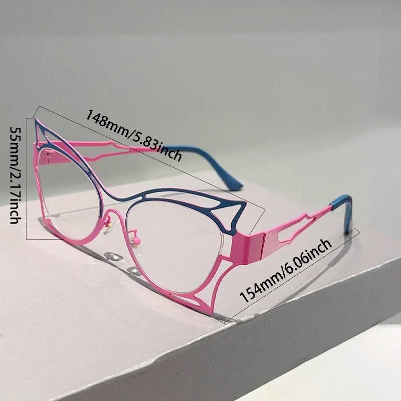 Butterfly Shaped Eyeglasses Women Fashion Hollowed Rim Blue Light Blocking Optical Frames Trendy Stylish Design Glasses