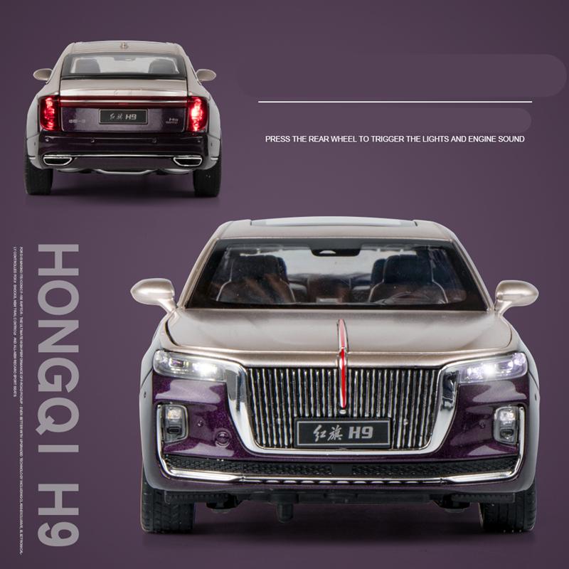 1/24 Hong Qi H9 Alloy Luxy Car Model Diecast Toy Vehicles Metal Car Model High Simulation Sound Light Collection Childrens Gifts