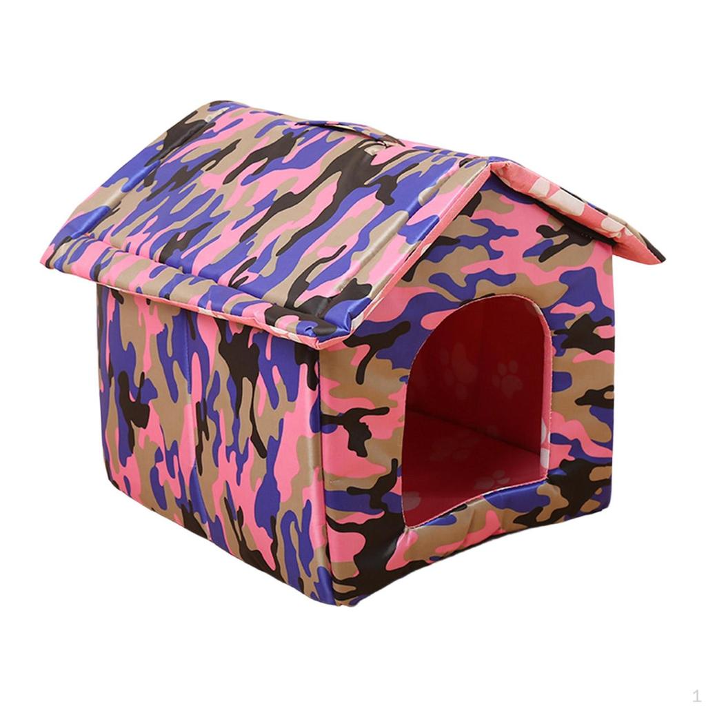 Außenkatzenhaus Hundehütte Abnehmbarer Zwinger Waschbarer Winterschutz Haustierhöhle Bett für Rasen Innen