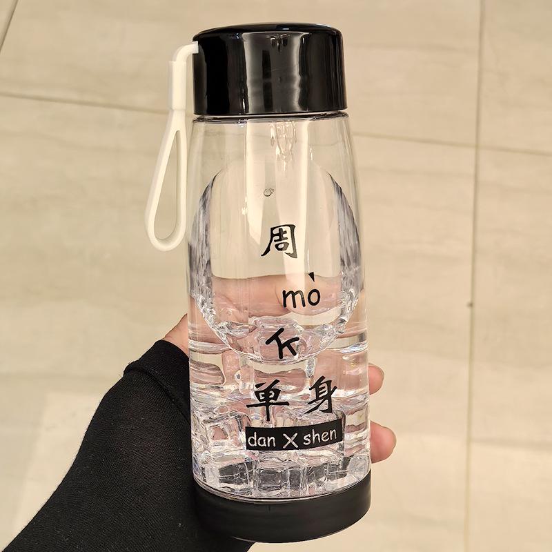 

Портативный прозрачный пластиковый стакан для воды с ремешком - Стильный, легкий и идеальный для студентов 500ml