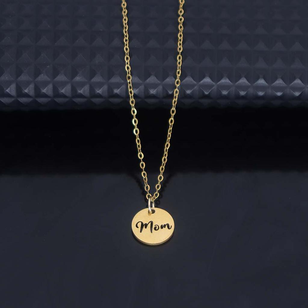 Stainless Steel English Letter Round Pendant Clavicle Chain - Light Luxury Jewelry