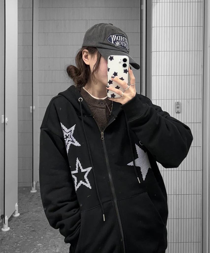 Notusual Dot Star 2-Way Zip-Up Hoodie 2 Colors