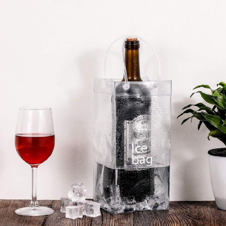 3PCs Portable Clear PVC Coolers Sleeves for Bottles Waterproof Ice Wine Bag with Handle Perfect for Travel and Gifting