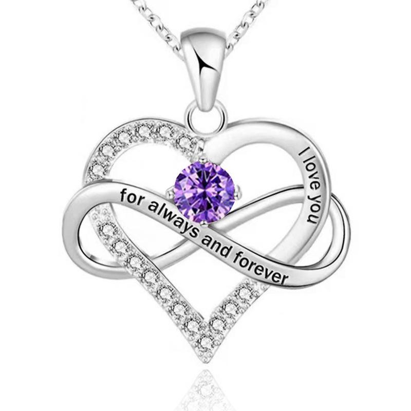 Sterlingsilber Zirkon Herz "Ich liebe dich" Halskette - Vielseitiger Modeschmuck