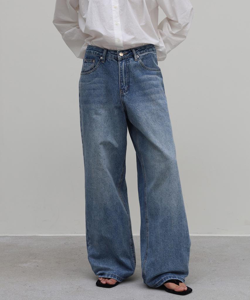 Millieonkoleu Week Medium Blue Wide Denim Pants