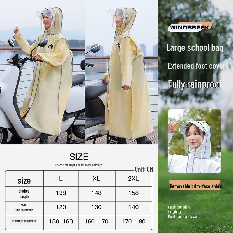 

2024 Unisex Full-Body Stormproof Windbreaker Raincoat, Long-Length, Waist-Hugging Design XL (Height 160-170cm)