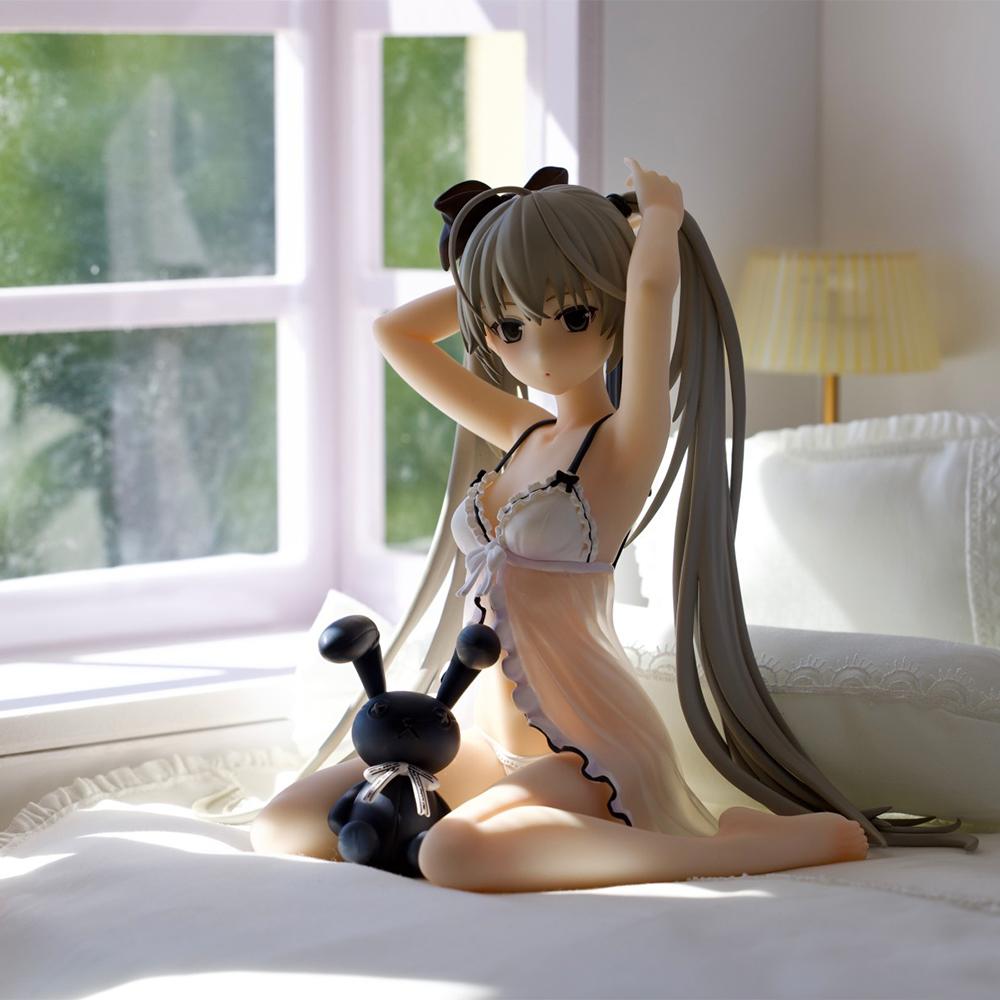 Game Anime Kasugano Sora action figures sitting pose Kasugano Sora figurine pajamas PVC model desk decoration birthday gift 14CM