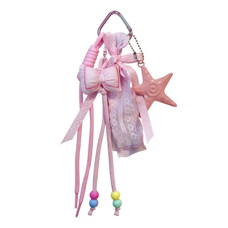 Crystal Lace Bow Tassel Keychain Charm - Cute Pendant Gift